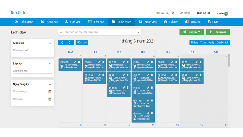 phần mềm quản lý trung tâm giáo dục