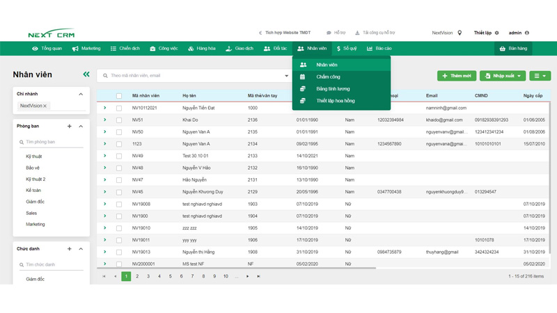 quản lý nhân viên bằng phần mềm nextcrm