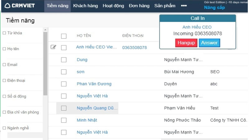 Phần mềm hỗ trợ chăm sóc khách hàng 
