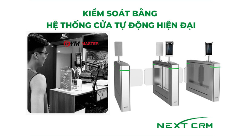 nextcrm cho phòng tập kiểm soát bằng hệ thống cửa hiện đại 