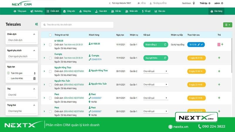 Phần mềm trong telesales NextCRM