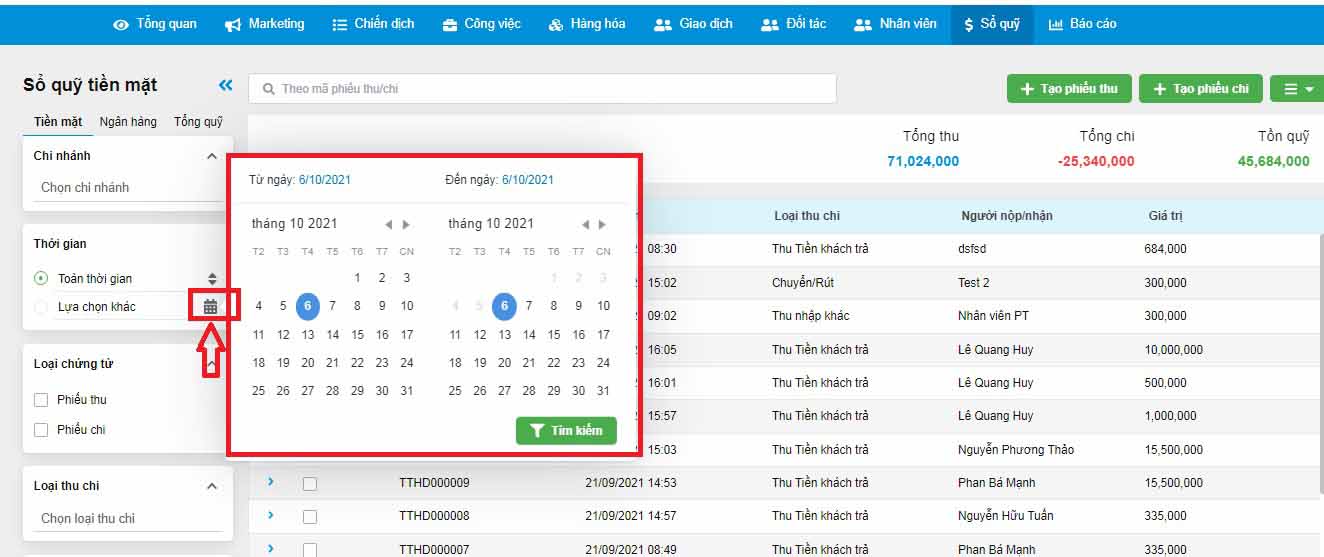 lọc theo ngày tháng cụ thể