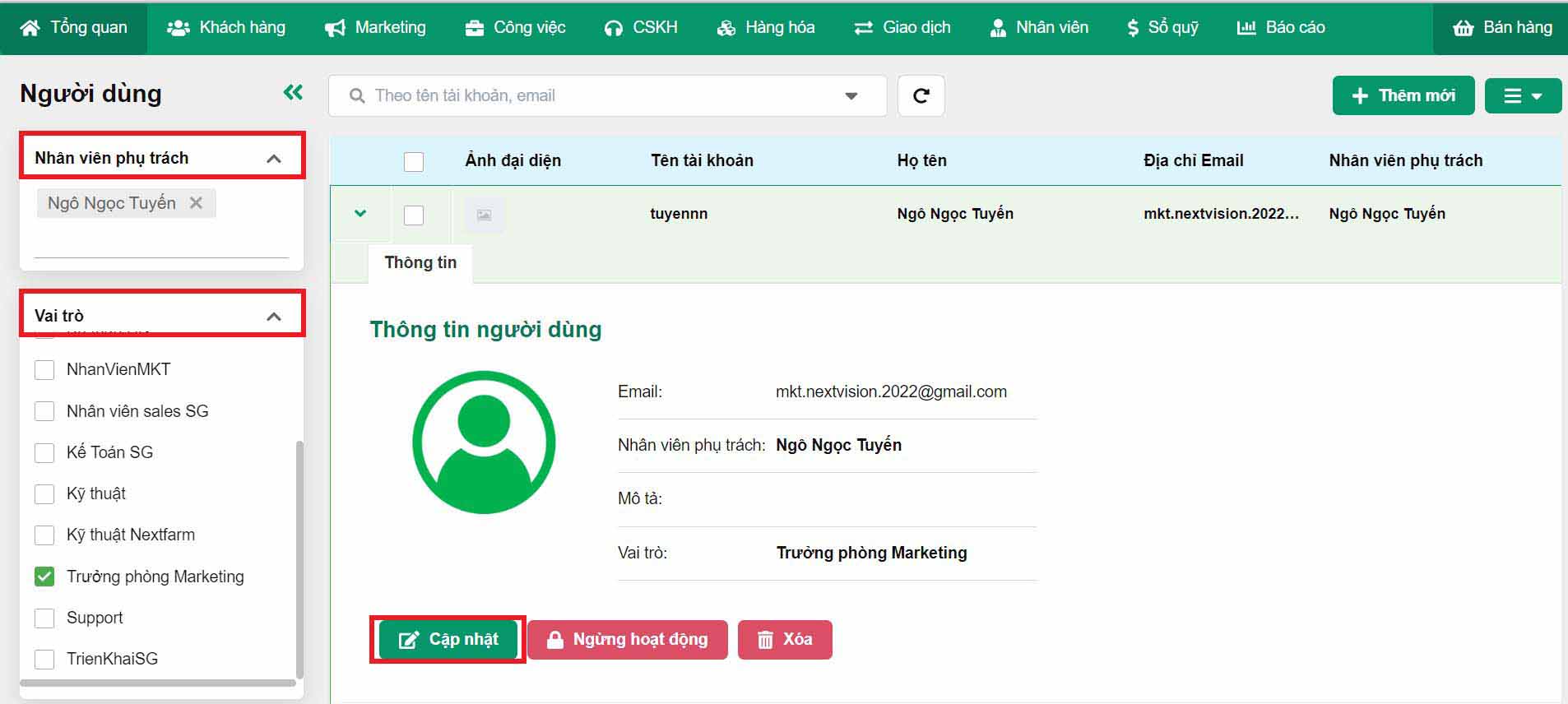 phân quyền cập nhập