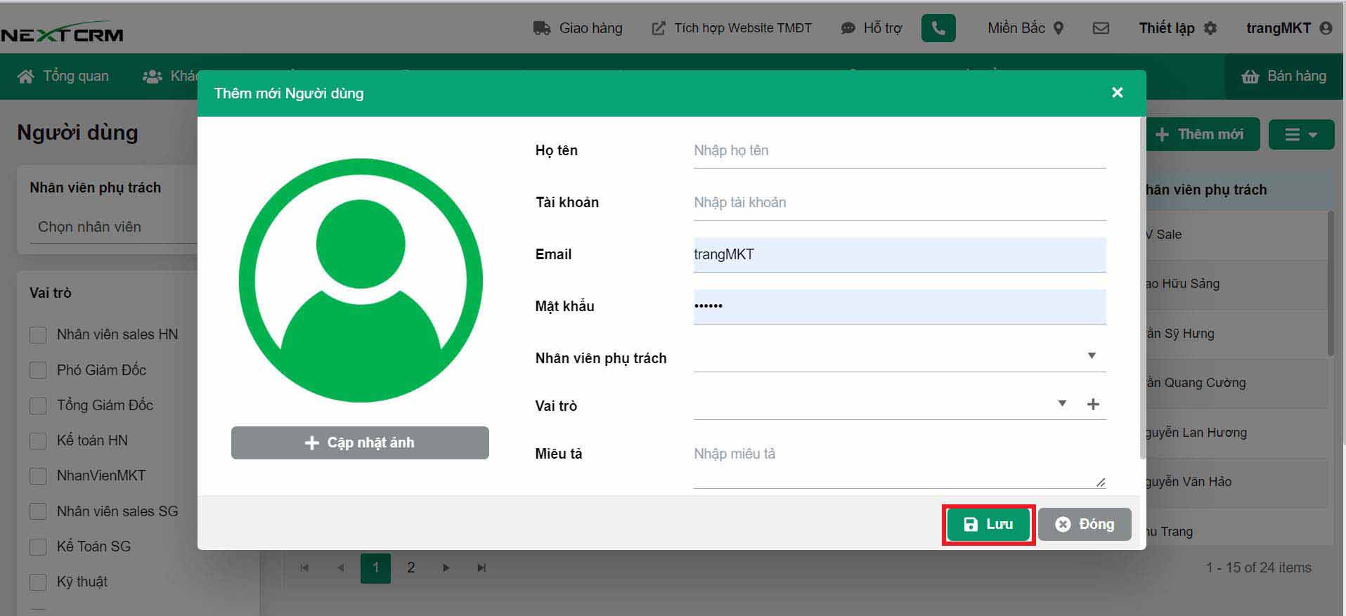 them moi người dùng