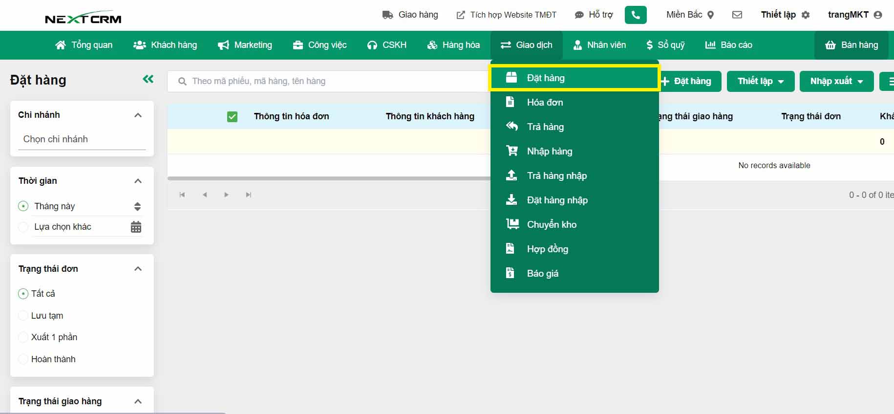 thực hiện giao dịch