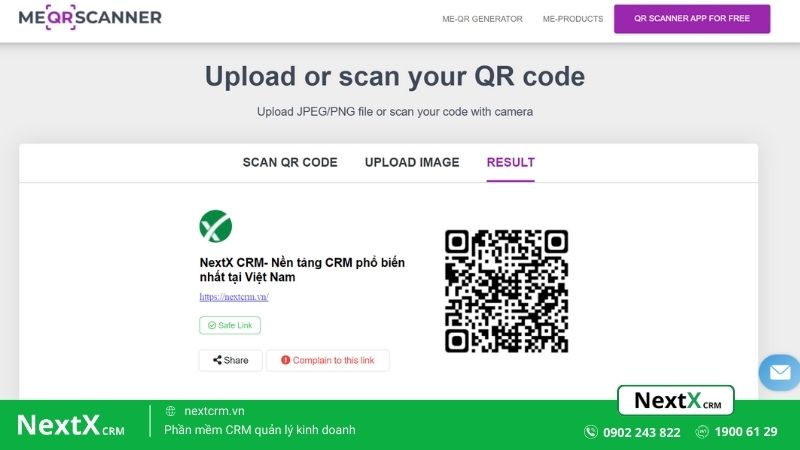 Cách quét mã QR bằng website me-qr-scanner.com
