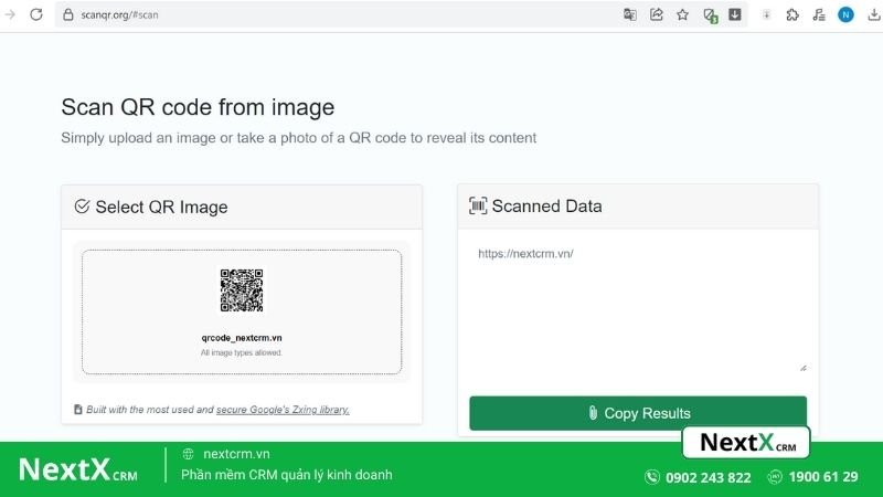 Cách quét mã QR bằng website scanqr.org